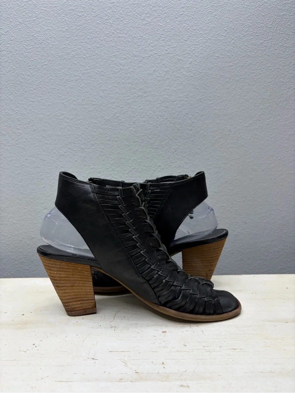 Paul Green Black Leather Miranda Heeled Sandals Size 6